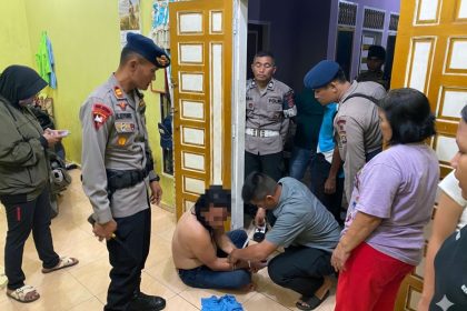 Perwira Pengawas (Pawas) Satuan Brimob Polda Sumut, Iptu Binner Sitorus, S.H., bersama personel piket jaga Mako Brimob dan Polsek Medan Tembung mengamankan pelaku penganiayaan dan kekerasan.