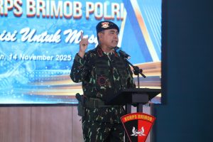 Kapolda Sumatera Utara, Irjen Pol Whisnu Hermawan Februanto, S.I.K., M.H., saat menyampaikan kata sambutan pada acara HUT ke-80 Brimob.