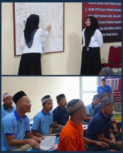 Peserta magang Rumah Tahanan Negara Kelas IIB Pangkalan Brandan menggelar kegiatan pembelajaran dasar Islam berupa iqro bagi warga binaan yang belum mampu membaca aksara Arab.