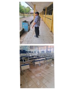 Sekdis Kota Medan Andi Yudhistira meninjau SMPN 17 dan 35 terdampak banjir.