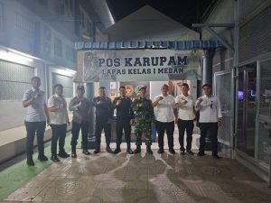 Lapas Kelas I Medan melakukan pengamanan serta pengawasan pada pergantian tahun baru bersama aparat penegak hukum, personel Polsek Medan Helvetia dan Koramil 0201-06 Medan Sunggal.
