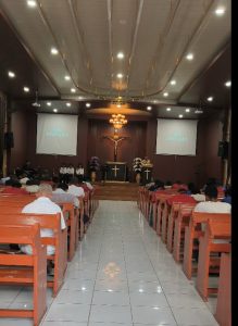 Lembaga Pemasyarakatan (Lapas) Kelas I Medan melaksanakan kegiatan kerohanian bagi Warga Binaan Pemasyarakatan (WBP) umat Kristiani di Gereja Oikumene St. Paulus Lapas Kelas I Medan.