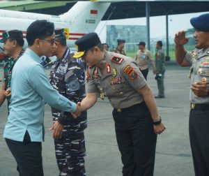 Wakil Presiden Republik Indonesia Gibran Rakabuming Raka tiba di Lanud Soewondo, Sumatera Utara.