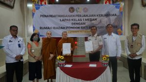 Lembaga Pemasyarakatan (Lapas) Kelas I Medan melaksanakan penandatanganan Perjanjian Kerja Sama (PKS) dengan Rumah Ibadah Pondok Sati Bikkhuni Center.