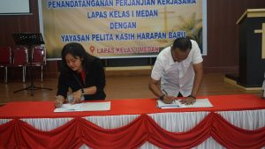 Lembaga Pemasyarakatan (Lapas) Kelas I Medan menjalin kerja sama dengan Yayasan Pelita Kasih Harapan Baru melalui penandatanganan perjanjian kerja sama.