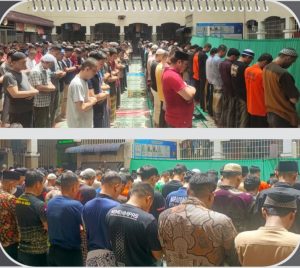 Warga Binaan Pemasyarakatan (WBP) Rutan Kelas I Labuhan Deli, melaksanakan ibadah keagamaan Salat Jumat.