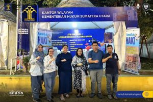 Kantor Wilayah Kementerian Hukum Sumatera Utara hadir membuka stand layanan langsung gelaran Ramadhan Fair Kota Medan.