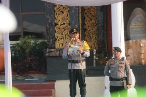 Kapolda Sumatera Utara, Irjen Pol Whisnu Hermawan Februanto, saat membacakan amanat Kapolri Jenderal Listyo Sigit Prabowo.