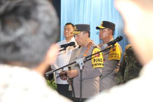 Kapolri Jenderal Pol. Listyo Sigit Prabowo, saat menyampaikan situasi keamanan dan ketertiban masyarakat (kamtibmas) secara nasional melalui video conference.