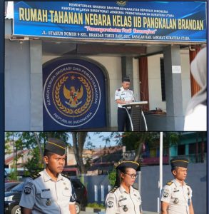 Kepala Rutan Kelas IIB Pangkalan Brandan, Akmalun Ikhsan, memimpin Apel perdana.