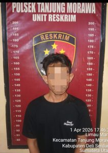 Unit Reskrim Polsek Tanjung Morawa, Polresta Deli Serdang mengamankan seorang pria yang diduga sebagai pelaku tindak pidana pencurian sepeda motor.
