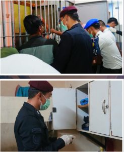 Petugas Rumah Tahanan Negara (Rutan) Kelas IIB Pangkalan Brandan menggelar razia gabungan di blok hunian warga binaan.