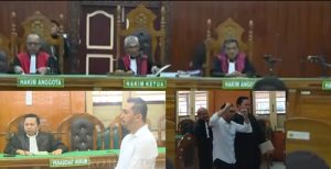 Foto : Majelis Hakim Pengadilan Tindak Pidana Korupsi (Tipikor) pada Pengadilan Negeri (PN) Medan membebaskan Amsal Christy Sitepu, Direktur CV Promiseland, dari segala dakwaan dugaan korupsi pembuatan video profil desa di Kabupaten Karo, Sumatera Utara. Vonis bebas dibacakan di Pengadilan Negeri Medan, Rabu (1/4/2026). 