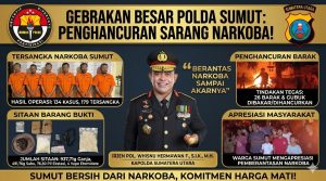 Polda Sumut Gempur Sarang Narkoba, 134 kasus terbongkar, 26 barak dimusnahkan.