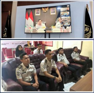 Karutan Kelas IIB Pangkalan Brandan, Akmalun Ikhsan dan jajaran, mengikuti mengikuti Zoom Meeting Analisis dan Evaluasi Kinerja Triwulan I Tahun 2026 Kementerian Imigrasi dan Pemasyarakatan.