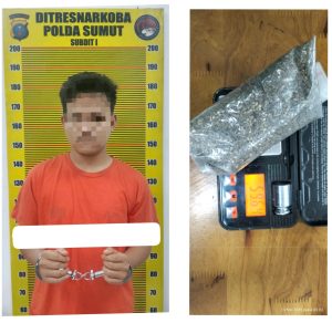 AS alias Rian (22) beserta barang bukti narkotika jenis ganja.