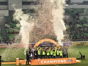 Tim Australia merayakan kemenangan sebagai Juara I pada pertandingan ASEAN U-19 Boys' Bank Sumut Championship 2026.