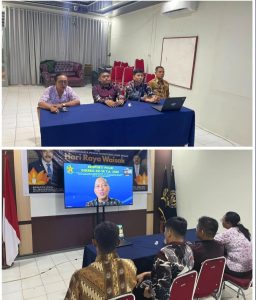 Kepala Rutan Kelas IIB Pangkalan Brandan, Akmalun Ikhsan beserta jajaran mengikuti perkenalan Kepala Kantor Wilayah Direktorat Jenderal Pemasyarakatan Sumatera Utara yang baru, Jalu Yuswa Panjang, A.Md.IP., S.H., M.Si., melalui Zoom Meeting.