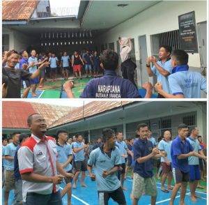 Rutan Kelas IIB Pangkalan Brandan melaksanakan senam rutin mingguan bagi Warga Binaan Pemasyarakatan (WBP).