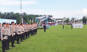 Upacara Penerimaan Anugrah Sakanti dan Pelantikan UKP serta pemberian hadiah pemenang HUT Bhayangkara yang dipimpin langsung Kapolda Sumut.