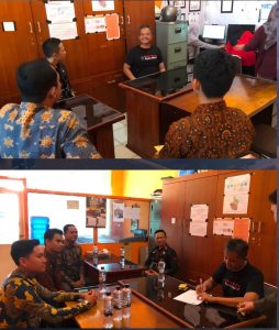 Kepala Subsi Pengelolaan Rutan Kelas IIB Pangkalan Brandan, Lamhot Sihombing beserta jajaran staf berkoordinasi dengan Kepala Bidang Kedaruratan dan Logistik BPBD Kabupaten Langkat, Iriadi, S.KM., M.Kes.