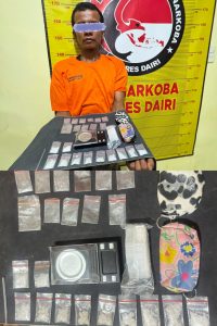 Satuan Reserse Narkoba Polres Dairi meringkus seorang pria berinisial AS (34) beserta barang bukti narkotika jenis sabu.