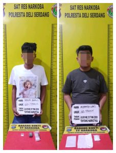 Satuan Reserse Narkoba (Satresnarkoba) Polresta Deli Serdang mengamankan dua orang pria MEL (33) dan REB (20).