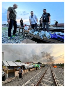 Satresnarkoba Polrestabes Medan, menyita 3 kilogram ganja dan meratakan sarang narkoba yang berdiri sepanjang 300 meter di bantaran rel kereta.