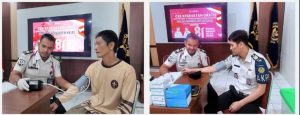 Petugas dan warga binaan Rutan Kelas IIB Pangkalan Brandan melakukan pemeriksaan kesehatan.