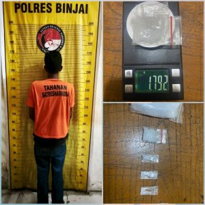 Satresnarkoba Polres Binjai mengamankan seorang pria beserta barang bukti sabu.