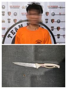 Pelaku RM alias D (22) dan barang bukti.
