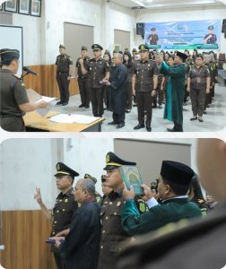 Foto : Kepala Kejaksaan Negeri Belawan, Dr. Yusup Darmaputra, S.H., M.H., resmi melantik dua pejabat struktural baru di Aula Kantor Kejari Belawan yakni Alvonso Manihuruk, S.H., M.H. sebagai Kepala Seksi Tindak Pidana Umum (Kasi Pidum) dan Ridho Darmawan, S.H. sebagai Kepala Subseksi Penuntutan, Eksekusi, dan Eksaminasi. Selasa (8/9/2026). (BM-red).